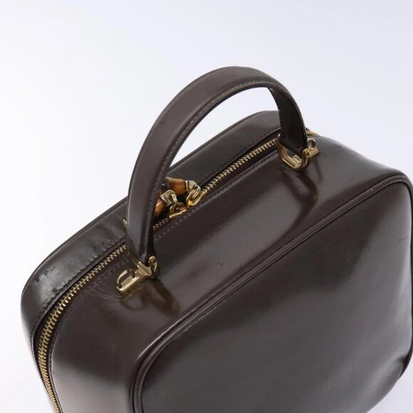 GUCCI Bamboo Vanity Hand Bag Patent leather Brown Gold Auth ep10340 - Picture 8 of 16